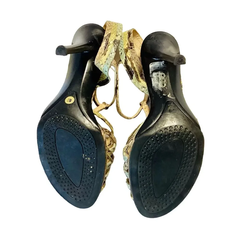 Via Spiga Gold Strappy High Heel Sandals
